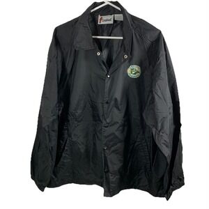 Vintage Cardinal Green Bay Packers Jacket Windbreaker Lambeau Black Snaps Men XL